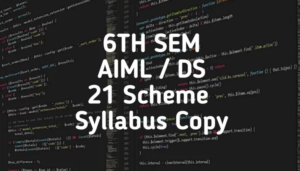 6TH SEM AIML-DS 21 SYLLABUS