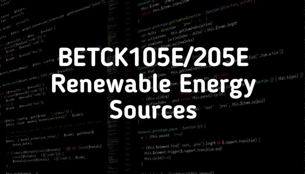 BETCK105E/205E Renewable Energy Sources